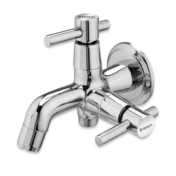 Plexa Two Way Bib Tap (Double Handle) with Wall Flange