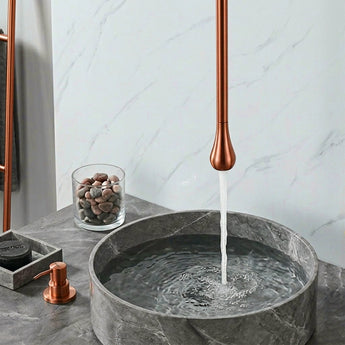 Pearl Rose Gold Ceiling Mount Wash Basin Mixer Tap with Deck Mount Diverter