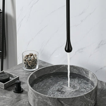 Pearl Black Ceiling Mount Wash Basin Mixer Tap with Deck Mount Diverter