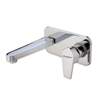 Angelo Single Lever Wall Mount Wash Basin Mixer Tap with Flange Plate & Diverter