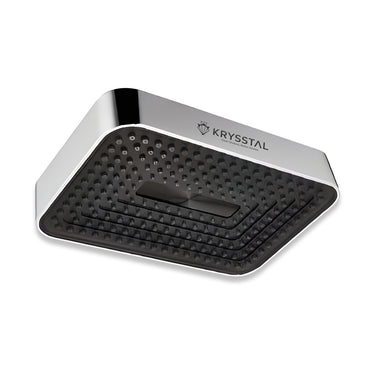 Storm Overhead Rain Shower with black rubber cover on a white background