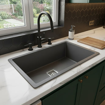 Quartz Grey (24 x 18 x 10 Inches) Single Bowl Kitchen Sink