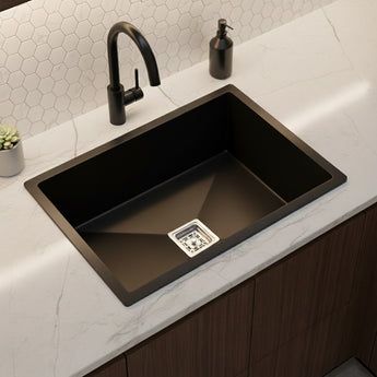 Quartz Black (24 x 18 x 10 Inches) Single Bowl Kitchen Sink
