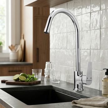 Angelo Single Lever Deck Mount Kitchen Sink Mixer Tap with Swivel Spout