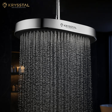 Boltz Overhead Rain Shower with water droplets on a dark background