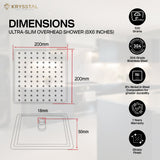 The drawing of an overhead shower with dimension and manufacturing details