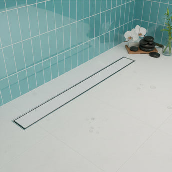 Tile-Insert 304-SS (48"x 4") Shower Drain Channel with Advanced Cockroach Trap - Center Hole