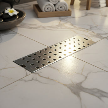 Quattro 304-SS (12"x 4") Shower Drain Channel with Cockroach Trap - Side Hole