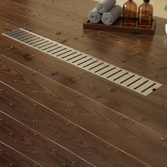 Vertiline 304-SS (24"x 4") Shower Drain Channel with Cockroach Trap - Side Hole