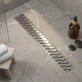 Ripple 304-SS (24"x 4") Shower Drain Channel with Cockroach Trap - Center Hole