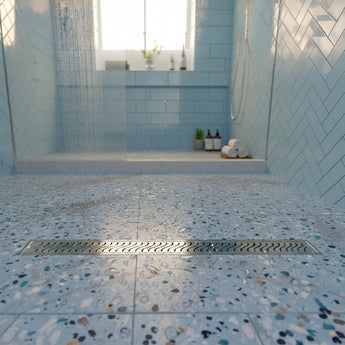 Ripple 304-SS (48"x 4") Shower Drain Channel with Cockroach Trap - Center Hole