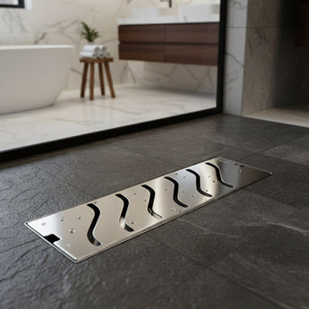 Ripple 304-SS (12"x 4") Shower Drain Channel with Cockroach Trap - Side Hole
