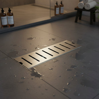 Vertiline 304-SS (12"x 4") Shower Drain Channel with Cockroach Trap - Center Hole