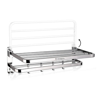 Chrome towel rack with a clear plastic cover on a white background, featuring the Krysstal brand.