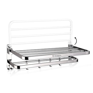 Chrome towel rack with a clear plastic cover on a white background, featuring the Krysstal brand.