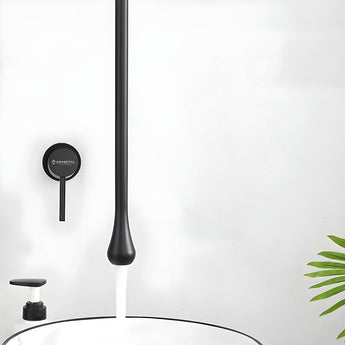 Pearl Black Ceiling Mount Wash Basin Mixer Tap with Wall Mount Diverter