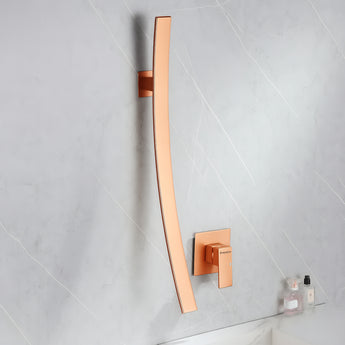 Sonic Rose Gold Wall-Mount Wash Basin Mixer Tap with Wall Mount Diverter