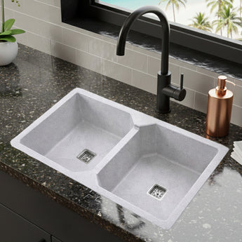 Quartz Red Moon (37 x 18 x 10 Inches) Double Bowl Kitchen Sink
