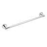 A silver stainless steel towel rod with a polished finish, featuring a simple, sleek design with circular end caps.