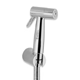 A silver health faucet with a wall hook and a 304-SS shower tube.
