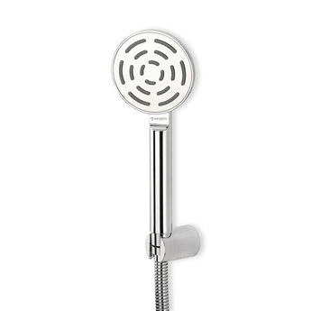 Halos ABS hand shower with 304 stainless steel flexible tube (1 m) and wall hook on a white background.