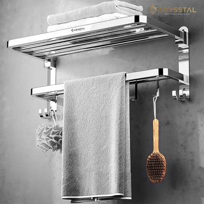 TwinFlex 304-SS Dual Foldable Towel Rack