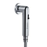 Silver Health Faucet Shower Tube with magnetic wall hook on a white background