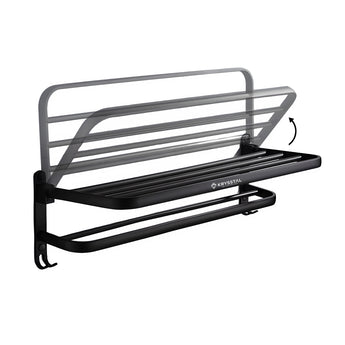 TwinFlex Black 304-SS Dual Foldable Towel Rack (24 Inches)