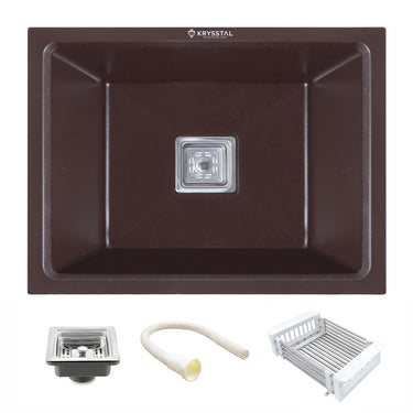 Quartz Brown (24 x 18 x 10 Inches) Single Bowl Kitchen Sink