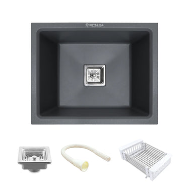 Quartz Grey (18 x 16 x 8 Inches) Single Bowl Kitchen Sink