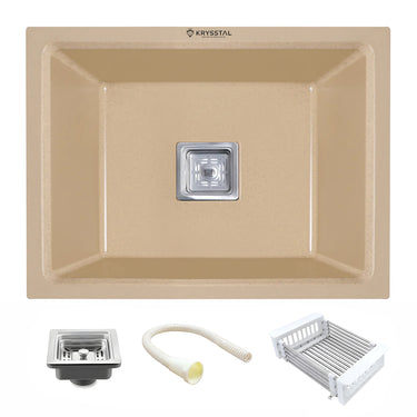 Quartz Ivory Sand (24 x 18 x 10 Inches) Single Bowl Kitchen Sink