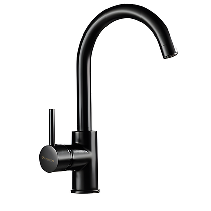 Rivera Black Kitchen Sink Mixer Tap with Round Swivel Spout