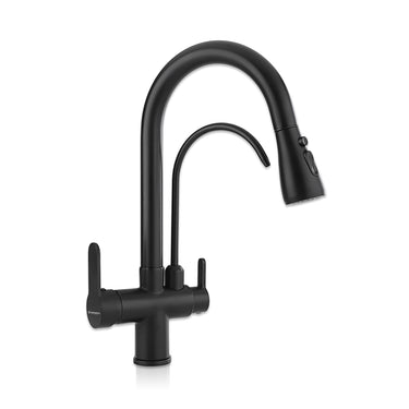 Mistral Black 2-in-1 Pull-Out Kitchen Sink Mixer Faucet with RO Tap