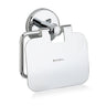A silver toilet paper holder with a round design, featuring a cover and the brand name 'KRYSSTAL' visible on the front.