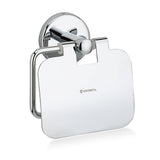 A silver toilet paper holder with a round design, featuring a cover and the brand name 'KRYSSTAL' visible on the front.
