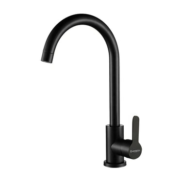 Rivera Black Kitchen Sink Mixer Tap with Round Swivel Spout