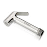 A silver brass health faucet gun with a hand-held design, featuring a single nozzle and a trigger handle.
