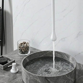 Pearl White Ceiling Mount Wash Basin Mixer Tap with Deck Mount Diverter