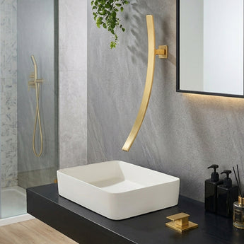 Sonic Gold Wall-Mount Wash Basin Mixer Tap with Deck Mount Diverter