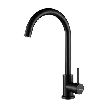 Rivera Black Kitchen Sink Mixer Tap with Round Swivel Spout