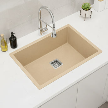 Quartz Ivory Sand (24 x 18 x 10 Inches) Single Bowl Kitchen Sink