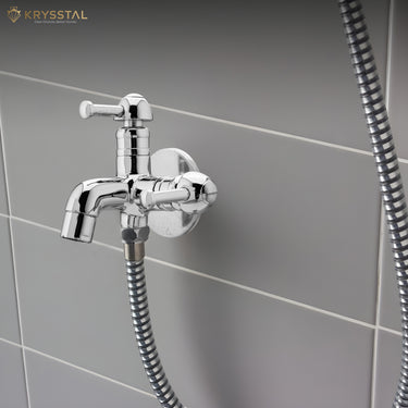 Stellar Two Way Bib Tap (Double Handle) with Wall Flange