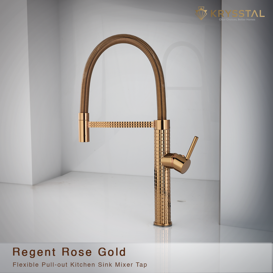 Regent Rose Gold Flexible Pull-out Kitchen Sink Mixer Tap