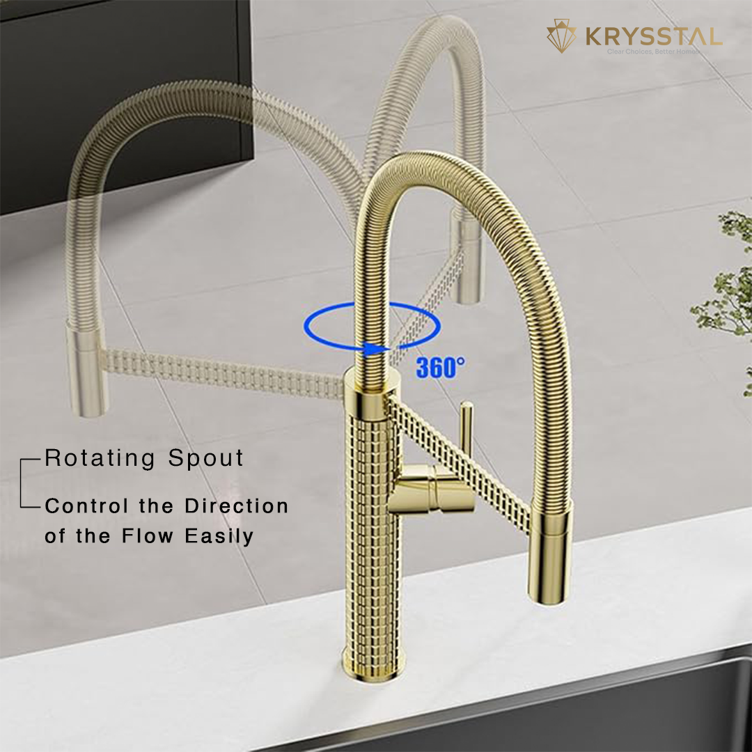 Regent Gold Flexible Pull-out Kitchen Sink Mixer Tap