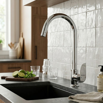 Merlin Single Lever Deck Mount Kitchen Sink Mixer Tap with Swivel Spout