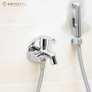 Eeco Two Way Bib Tap (Double Handle) with Round Wall Flange