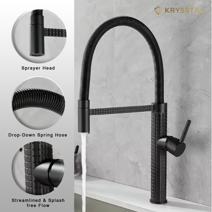 Regent Black Flexible Pull-out Kitchen Sink Mixer Tap