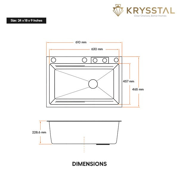 Smart Modular 304 SS Kitchen Sink  with Integrated Waterfall, RO Tap & Nano-Coating Technology (30 x 18 x 9 Inches)