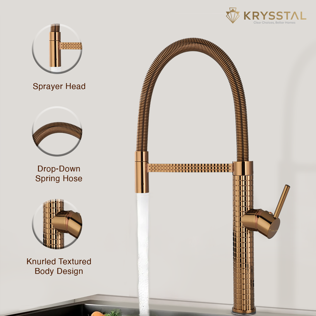 Regent Rose Gold Flexible Pull-out Kitchen Sink Mixer Tap