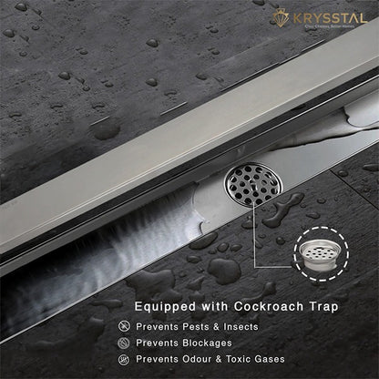 Tile-Insert 304-SS (24"x 4") Shower Drain Channel with Advanced Cockroach Trap